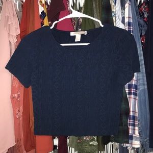 Navy texture crop top